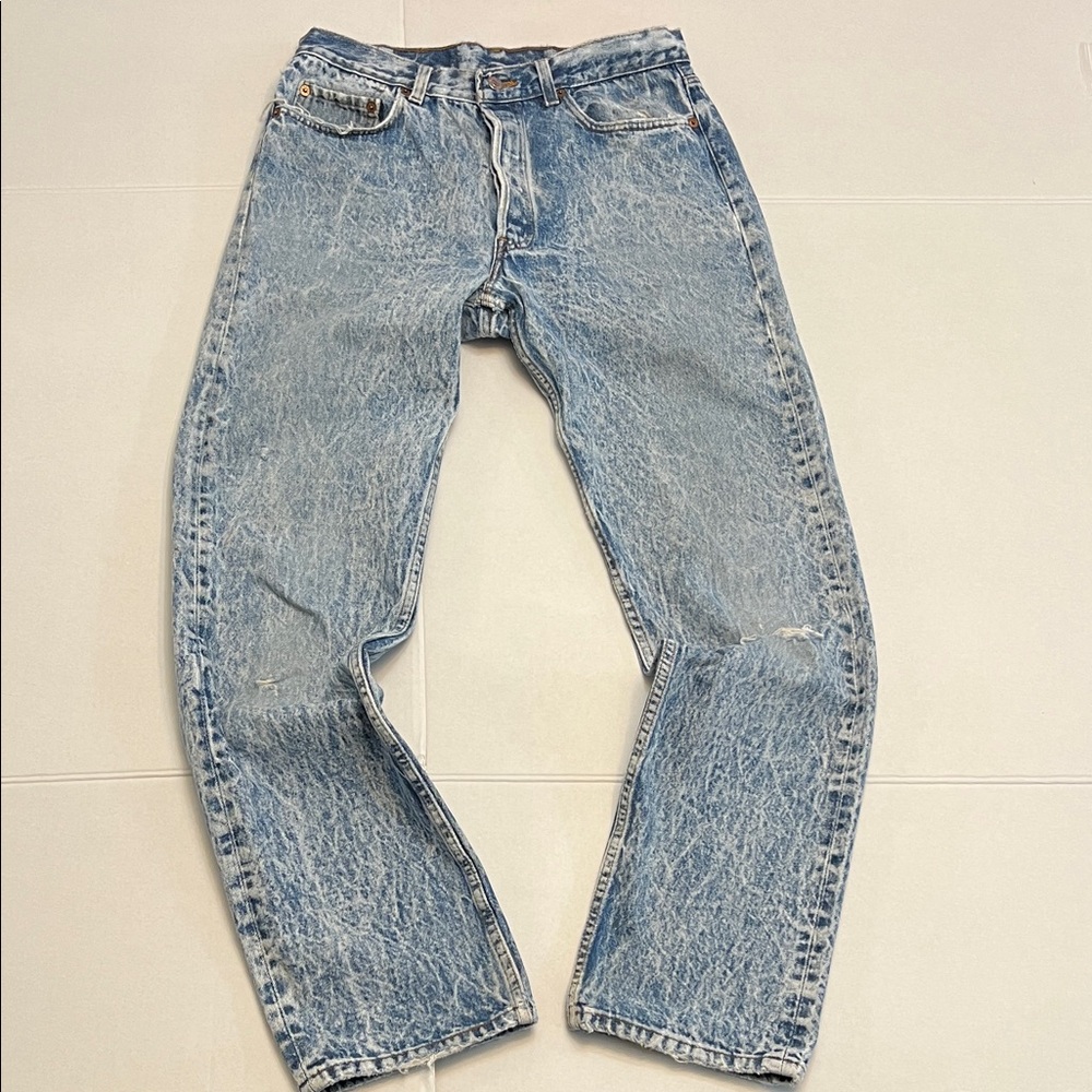 VINTAGE 80’s LEVI’S 501 MADE IN USA ACID WASH GRUNGE DENIM JEANS